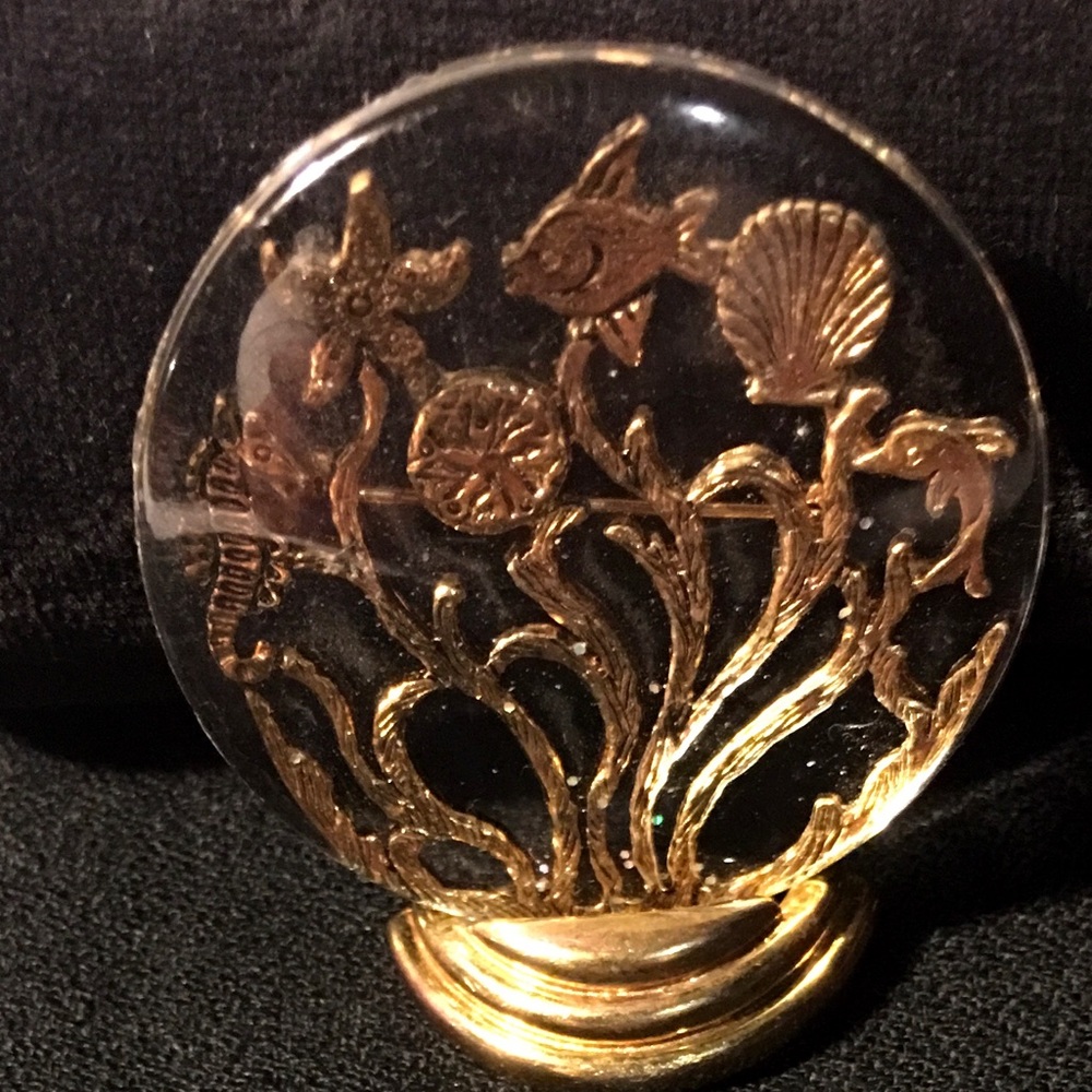 Aquatic scene brooch